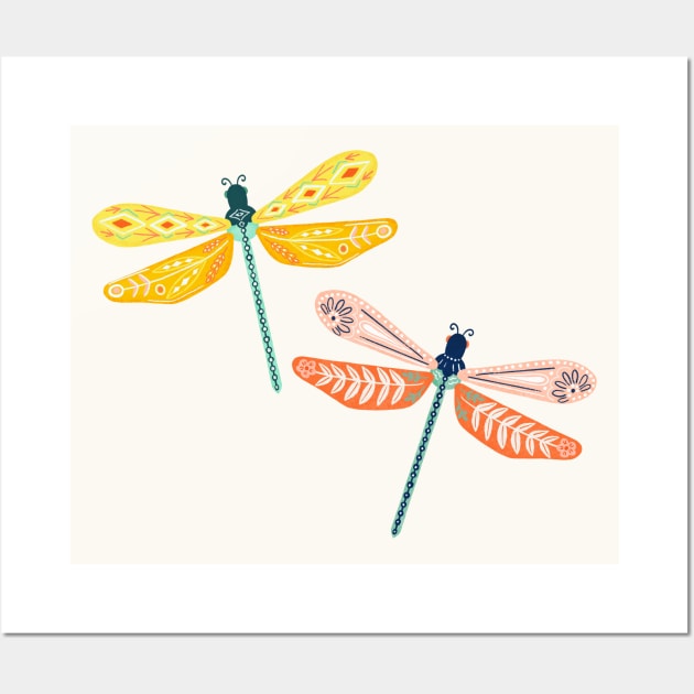Folk Art Dragonflies Wall Art by tangerinetane